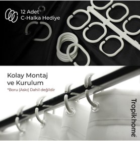 Resim Tropikhome Banyo Duş Perdesi-lila Çiçek Desen Banyo Perdesi Tek Kanat Küvet Perdesi 180x200 cm Lüx Perde 