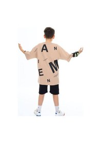 Resim Ekkokids Çocuk Pano Baskılı Tshirt-14543 Kahverengi 