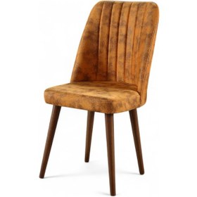 Resim Polo Sandalye - Milas Sarı - Ahşap Ceviz Ayaklı 