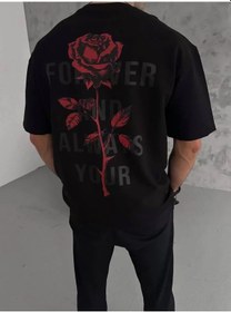Resim Modi Green Baskılı Unisex Günlük Stil Siyah İmza Tasarım Bol Kesim Tişört 