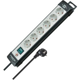 Resim Premium-line 6'lı Çoklu Priz Şalterli Ve 5 M Kablolu Çoklu Priz - 45 Priz Düzeni, Duvar Montajı, Alman Malı Siyah/gri 1 