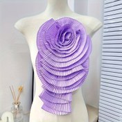 Resim Büyük Çok Renkli Pilili Çiçek Aplike, 36.98cm x 22.99cm, Kore Tarzı DIY Dikiş & Örgü Elbise ve El İşleri Aksesuarı 
