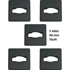 Resim Masaüstü Kablo Kanalı Deliği Kapağı, Kare, Siyah 6 cm (5 Adet) 