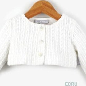 Resim Beyaz Pamuklu Triko Bebek Bolero Hirka - 24-36 Ay 