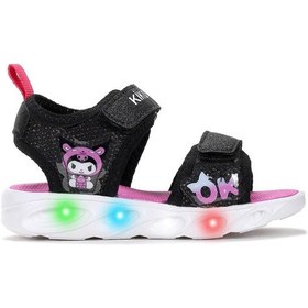 Resim Kiko Kids Kuromi Günlük Işıklı Cırtlı Kız Bebek Sandalet Ayakkabı Siyah 