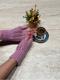 Resim örgü El Yapımı Parmaksız Eldiven/ Ajurlu Şık Tasarım/ Kışlık Kadın Eldiven 