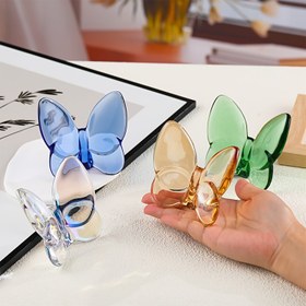 Resim Kristal Cam Kelebek Heykeli Süsü, Avrupa Tarzı Hafif Lüks Ev Dekorasyonu, İç ve Dış Mekan Kullanılabilir, Elektrik Gerektirmez 