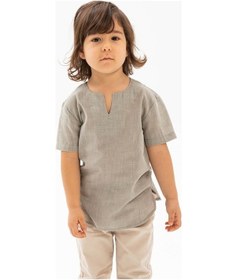 Resim Eliş Şile Bezi Kısa Kol Şile Bezi Bisiklet Yaka Erkek Çocuk Tshirt Taş 3031 
