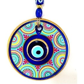 Resim Yaldızlı Çift Taşlı Nazar Boncuklu Rengarenk Duvar Süsü 02-10mm 5yards 