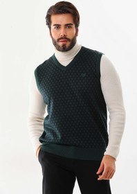 Resim Pelikan Erkek V Yaka Desenli Süveter 7627 Yeşil 