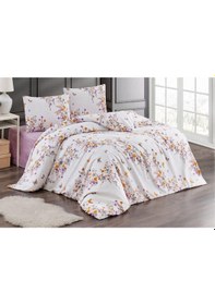 Resim Tek Kişilik Nevresim Takımı 160x220cm 2 Yastık Kılıfı Lastikli Çarşaflı 100x200+30 Turuncu 