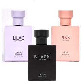 Resim DeFacto Kadın Parfüm Pink+lilac Erkek Parfüm Black 3'lü Set 