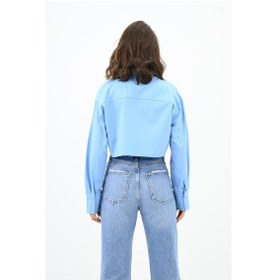Resim Koza Butik Kadın Crop Cep Detaylı Gömlek 1672-24 001 