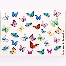 Resim Çok Renkli Kelebek Kız Çocuk Tırnak Sticker - Çok Renkli / Tek Ebat 