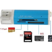 Resim 2 Pcs Mullı Multlı 1 Usb 2.0 Micro Sd Sdhc Tf Mmc Ms Pro Pro Duo Hafıza Kartı Okuyucu Mavi 