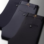 Resim 3 Adet Erkek İş Casual Pantolon - Kırışmaz, Tüm Mevsim Kullanım, Makinede Yıkanabilir, Logo (Lacivert/Siyah/Gri) - Yüksek Esneklik Polyester Kumaş, Orta Bel, Düz Kesim, Şık Dikişler, Dayanıklı Kumaş, Ofis Giyimi, Nefes Alabilen Malzeme, Elastik Pantolonlar, Çalışma İçin 