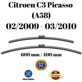 Resim Citroen C3 Picasso A58 2009 2010 Uyumlu Ön Cam Silecek Süpürgesi Takımı 600/400mm Silbak Sb2416c 