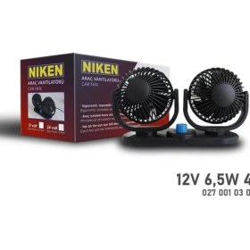 Resim Araç Içi Vantilatör Küçük Çift Başlı 12V 4 Inç Üniversal Niken 