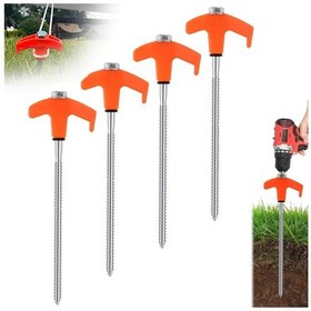Resim Geeksen 4 Adet 20 Cm Çelik Çadır Kazığı - Siyah, Beyaz, Turuncu, Yeşil Turuncu 