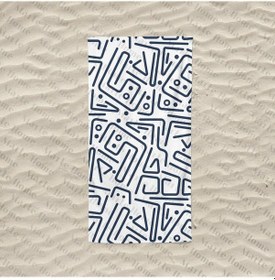 Resim Marte Home Black Doodle Baskılı Plaj Havlusu 