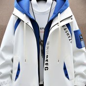 Resim Erkek Trendy Preppy Kapüşonlu Ceket - Günlük Rahatlık İçin Alfabe Deseni, Raglan Kollu ve Günlük Kullanım İçin Kullanışlı Cep Detaylı, Rahat Kıyafet Ceket|Trendy Preppy Stil|Raglan Kollu 