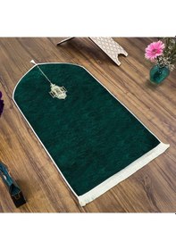 Resim Mahya Lüks Astarlı Biyeli Şönil Seccade Yeşil 66x125cm 565 Gr 