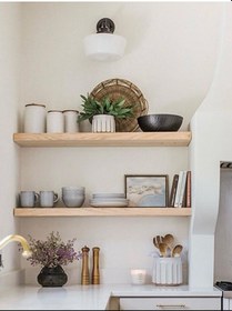 Resim Dekoratif Doğal Ahşap 2 Li Takım 115 X 20 X 4 Cm Gizli Aparatlı Raf Ahşap 