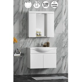 Resim Özceden Yıldız Banyo Dolabı 80 cm Asma Beyaz Mdf 