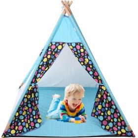 Resim Abbie Pamuk Ahşap Çocuk Oyun Çadırı Kızılderili Rainbow-turkuaz 