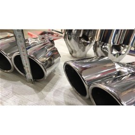 Resim Çift Çıkış Egzoz Ucu Paslanmaz Krom Eğik Uçlu Kartal Logolu 