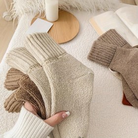 Resim 6 adet Kadın Kış Kalın Sıcak Kısa Çorap Seti - Ultra Kalın Saç Dökümü Havlu ile Peluş Kenar, Nötr Renkler (Bej/Kahverengi/Beyaz), İç ve Dış Mekan Kullanımı için Uygun, Rahat ve Yumuşak. 