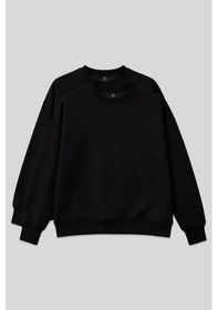 Resim Basic Oversıze O Yaka 2li Paket Siyah Kadın Sweatshirt - 97053 Siyah 
