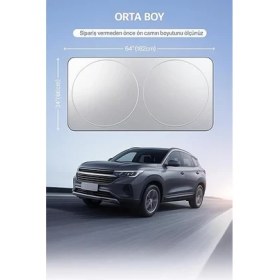 Resim Sevimle Store Ön Cam Güneşlik Kolay Katlanabilir (150CM x 70CM) - Uv Koruma ve Isı Azaltma Otomobil Güneşlikleri 