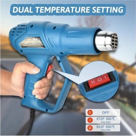 Resim TGR-202 Profesyonel 2000W Sıcak Hava Tabancası - 2 Kademeli Isı Ayarlı 