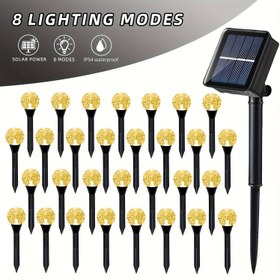 Resim 30/20 adet, Güneş Enerjili Akıllı Masal Kristal Işık, 7.77/5.67 metre, Otomatik Anahtarlamalı Akıllı Işık Sensörü, 8 Mod, Yüksek Kalite, Avlu, Çim ve Patika Atmosfer Dekorasyonu için Tercih Edilir (Sıcak Renkli, Renkli) 