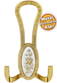Resim Badem10 Palmira Portmanto Fortmanto Vestiyer Duvar Askısı Metal Dolap Elbise Askılığı Gold Beyaz Desenli 