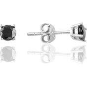 Resim Söğütlü Silver Gümüş Rodyumlu 4 mm Siyah Tek Taş Küpe 