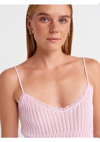 Resim Dilvin 10792 Askılı İnce Dokulu Triko Bluz-pembe Pembe 