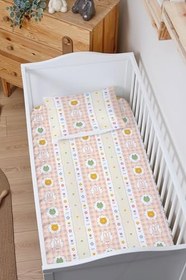 Resim Organik Bebek Boy Lastikli Çarşaf Seti - Şirin Kahramanlar 70 x 110 