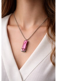 Resim Unisex Metal Mızıka Kolye 60 Cm Zincir Pembe Renk Müzik Temalı Aksesuar Çok renkli 