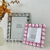 Resim Şık Kristal Süslemeli Fotoğraf Çerçevesi - Pembe & Gümüş, 5x7 & 4x4 Fotoğraflara Uyar, Noel, Cadılar Bayramı, Sevgililer Günü & Daha Fazlası İçin Mükemmel - Pil Gerektirmez 
