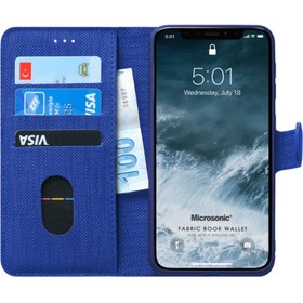Resim Microsonic Apple Iphone Xr Kılıf Fabric Book Wallet Lacivert 