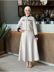 Resim Esre Store 4515 - Scuba Kumaş İkili Tesettür Takım Bej 