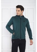 Resim Erkek Spor Yeşil Spor Slimfit, Kapüşonlu, 4 Cepli, 4 Mevsim Eşofm Yeşil 