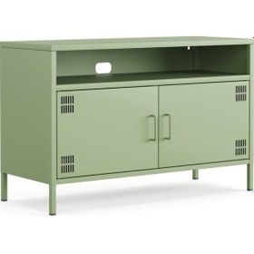 Resim Pera Tv Ünitesi, Tv Dolabı,2 Kapaklı, Açık Raflı 100,50 X 40 X 64,50 Cm Yeşil 