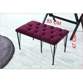 Resim Sare Home Palermo Kapitoneli Metal Ayaklı Puf Bench 