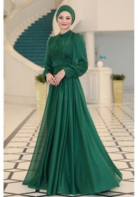 Resim Raika Moda Şık Tasarım Tül Kübra Abiye Zümrüt 