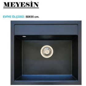 Resim Meyesin ME-55S Granit Tek Göz Mutfak Evyesi Siyah 50 x 55 CM 
