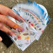 Resim 100 adet Şık Bitki Baskılı Kendinden Yapışkanlı Torbalar - 7.01x10.01cm | Hediyeler, Parti İkramları, Bisküviler & Gıda Ambalajı için Mükemmel 