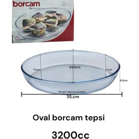 Resim Paşabahçe Oval Borcam Tepsi Fırın Mikrodalga Kek Yemek Pişirme Tepsisi Bor Cam Yemek Kabı 3200CC 